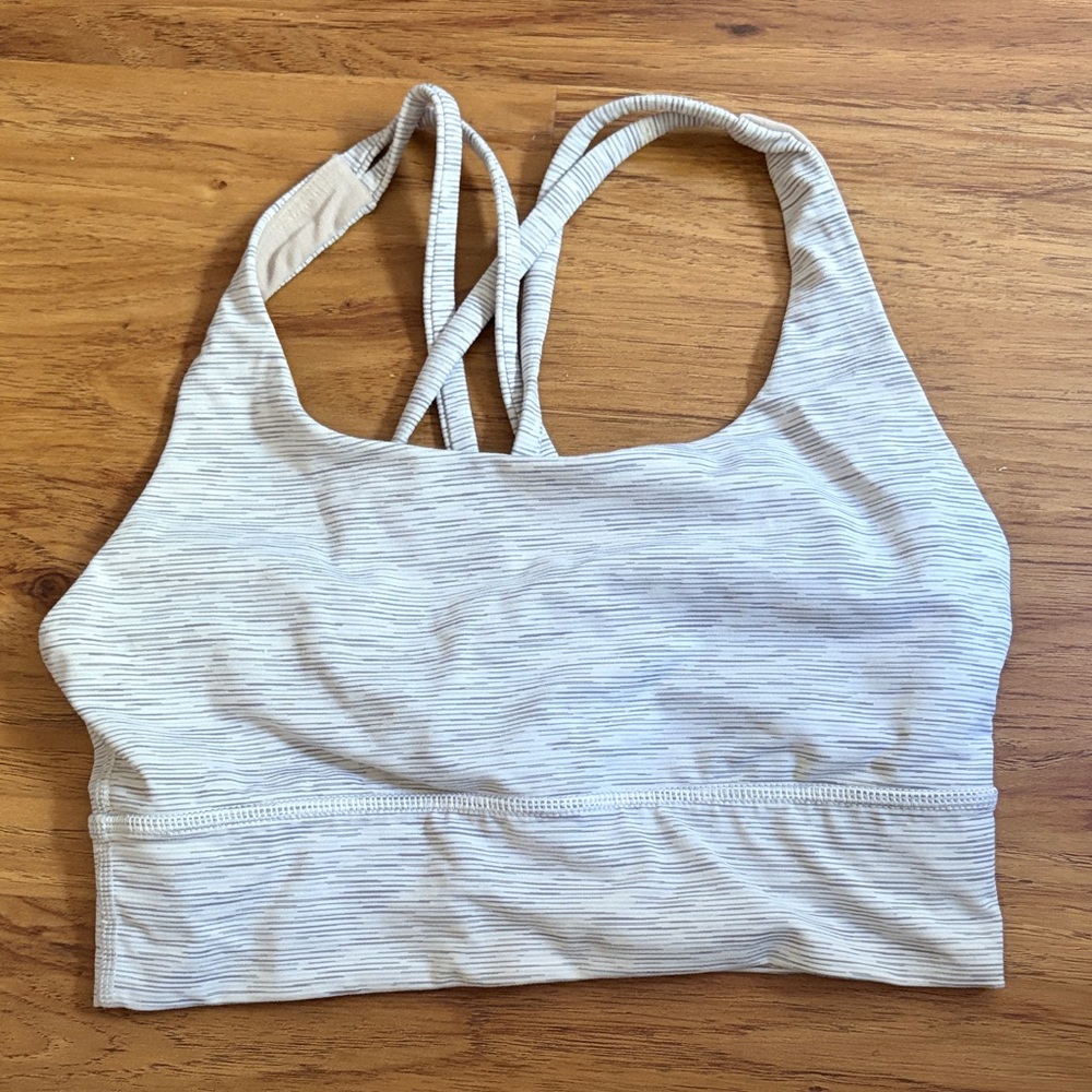 Lululemon Athletica Striped Cream Sports Bra